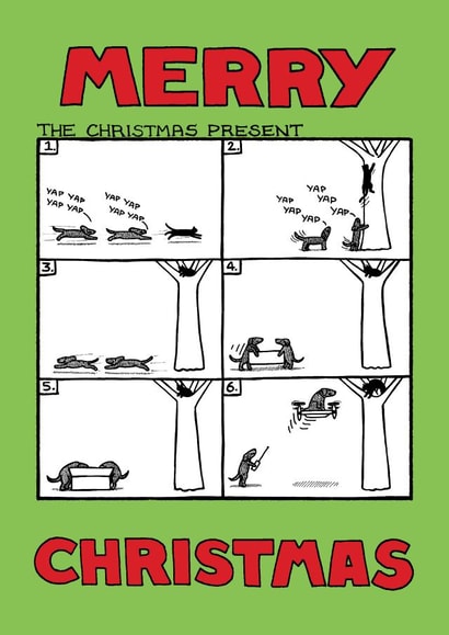 'The Christmas Present' card from Off The Leash created by Off The Leash Cartoons by Rupert Fawcett