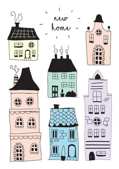 Classic New Home Card - Traditional Houses - New Home created by Fenella Designs