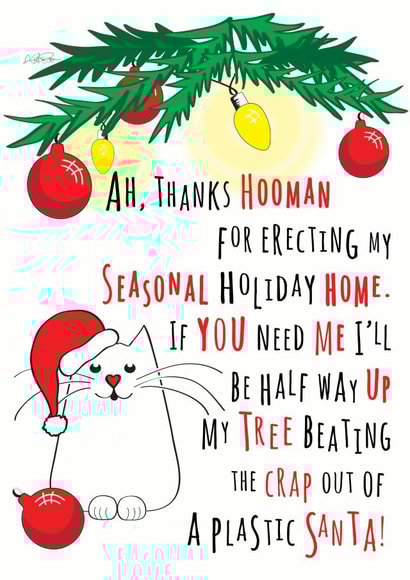 Funny and cute cat Christmas card for cat lovers everywhere! created by Kat Pearson