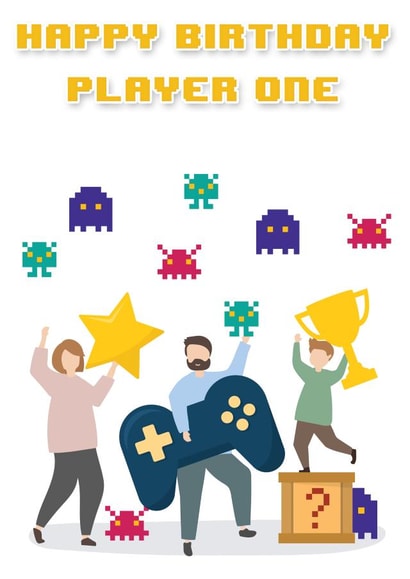 Happy Birthday Player One Birthday Card created by Sqwibble Cards