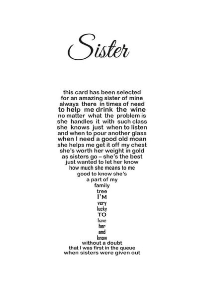 sister amazing Birthday Card 10811 created by Unique Word Designs