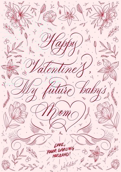 floral botanical Valentines Day Card 22265 created by Leah Chong - Leah Design