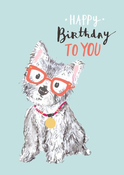 Cute Birthday Card - Westie Dog - West Highland Terrier - Puppy created by Louise Tiler
