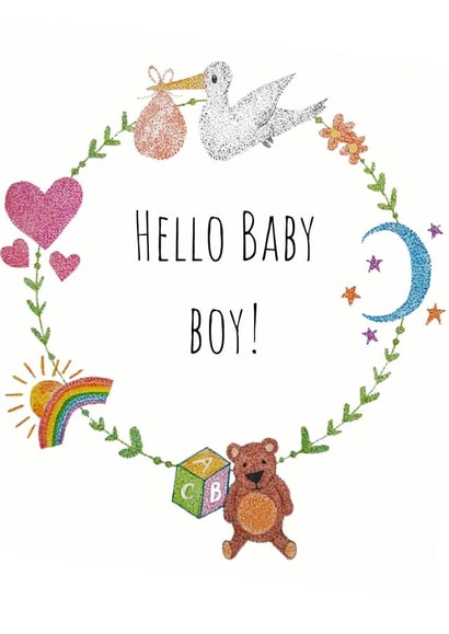 hello baby New Baby Card 14087 created by Emma Riches - Emma Riches Art