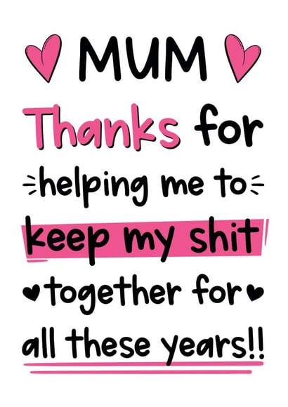 Thank You Mum Card - Mother's Day Card created by The Laughing Sloth