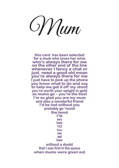 mum wine Card 10812 created by Unique Word Designs