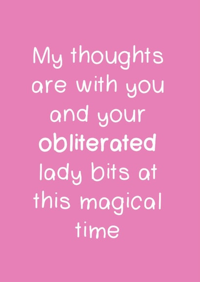 Obliterated Lady Bits New Baby Card created by Bow & Bell