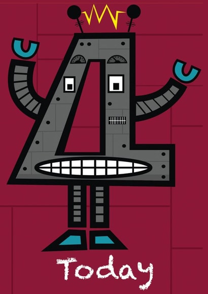 4 robot Birthday Card 5753 created by Simon Paulson