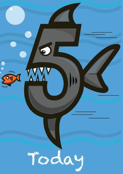 5 shark Birthday Card 5754 created by Simon Paulson