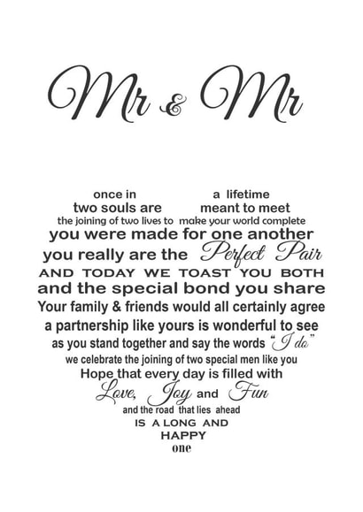 Mr & Mr - Poetic card - on your wedding day created by Unique Word Designs
