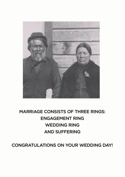 Funny wedding day card - 3 rings created by Colonel I. P. Knightly