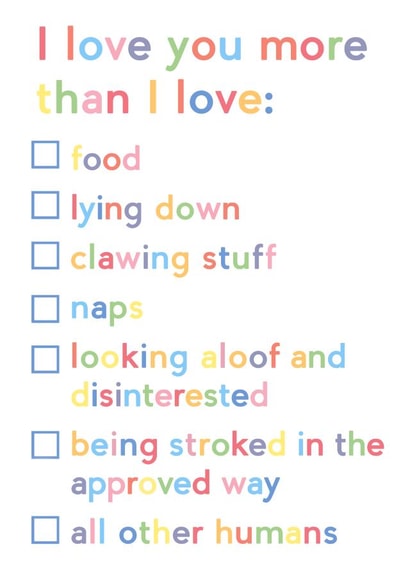 Cute Valentines Day Card - From The Cat - I Love You More Than All The Other Humans created by JosieOnTheRun