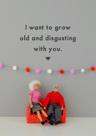 Funny Anniversary Card / Valentines Day Card - I Want To Grow Old And Disgusting With You created by Bold & Bright Cards