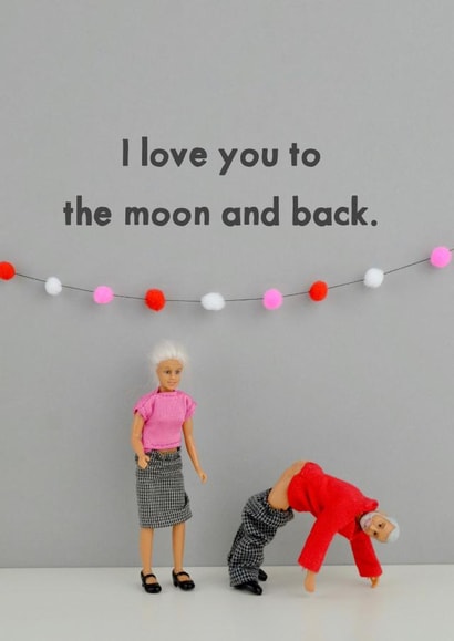 Rude Anniversary Card / Valentines Day Card - Nude - Bum - I Love You To The Moon And Back created by Bold & Bright Cards
