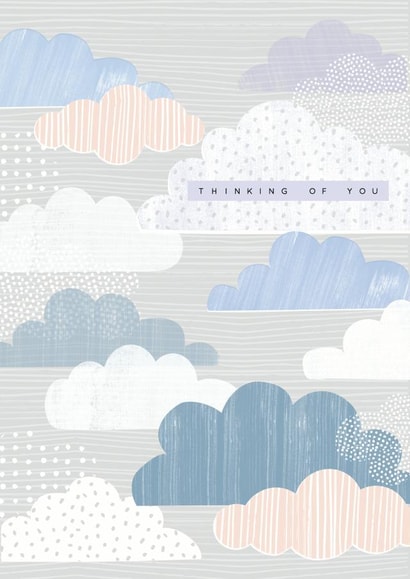 Modern/contemporary Thinking of you Card, featuring a cloud design. created by Laura Darrington Design Ltd.