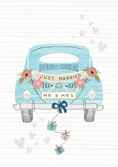 Just married - Mr & Mrs - Classic car - Wedding Card created by Laura Darrington Design Ltd.