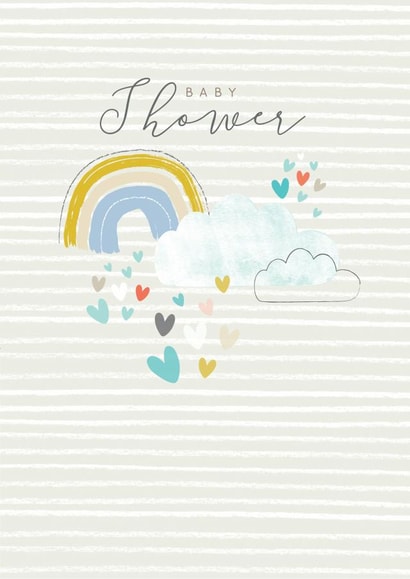 Modern/contemporary Baby Shower Card, featuring a beautiful rainbow design. created by Laura Darrington Design Ltd.