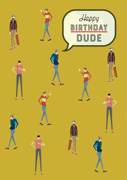 Modern/contemporary Happy Birthday Card, featuring a hipster design. created by Laura Darrington Design Ltd.