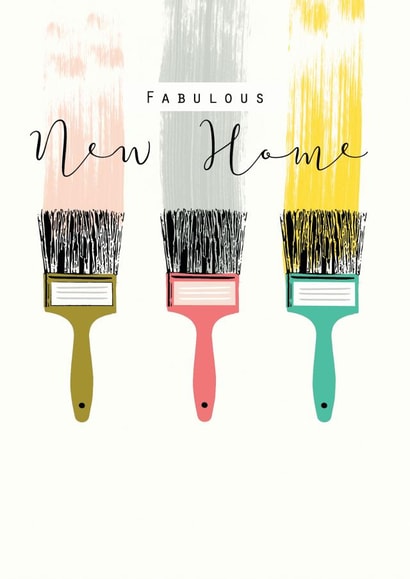 Modern/contemporary New Home Card, featuring a paint brush design. created by Laura Darrington Design Ltd.