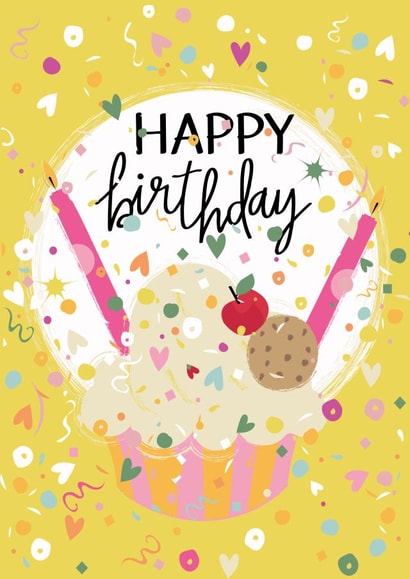 Cupcake Cute Birthday Card 3245 created by Neelam Kaur