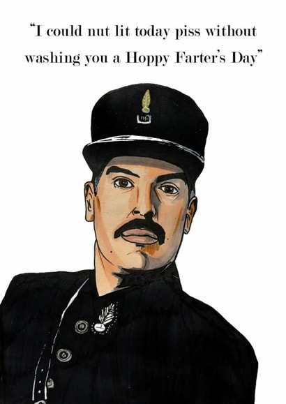 Funny Allo Allo Father's Day Card featuring Officer Crabtree created by Panda and the Prince