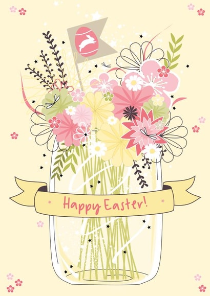 Happy Easter Bunch of Flowers Easter Card created by Little Silverleaf