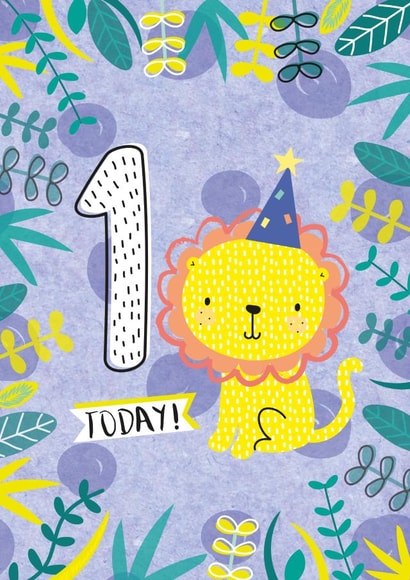 First Birthday Jungle Party Lion Card created by Juniper and Rose Studio