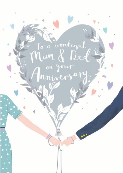 Pretty Anniversary Card - Parents - Mum & Dad - To A Wonderful Mum & Dad On Your Anniversary created by Louise Tiler