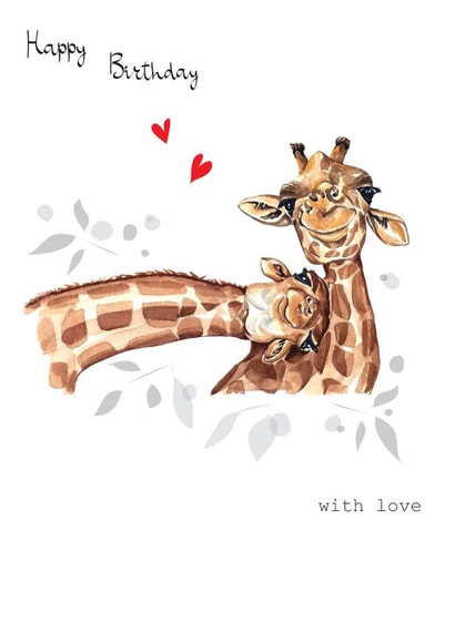 Cute Birthday Card - Giraffes - Happy Birthday With Love created by SABIVO Design by Sabina