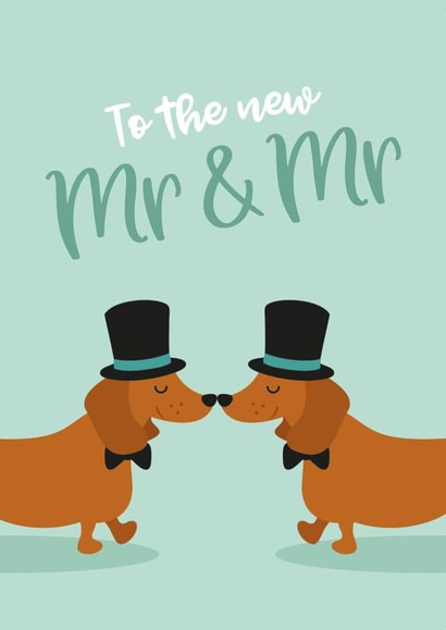 The new Mr & Mr - Dachshund themed wedding card created by Tiger Feet Creations