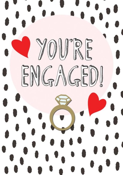 Polka dot engagement card created by Hello Hatty