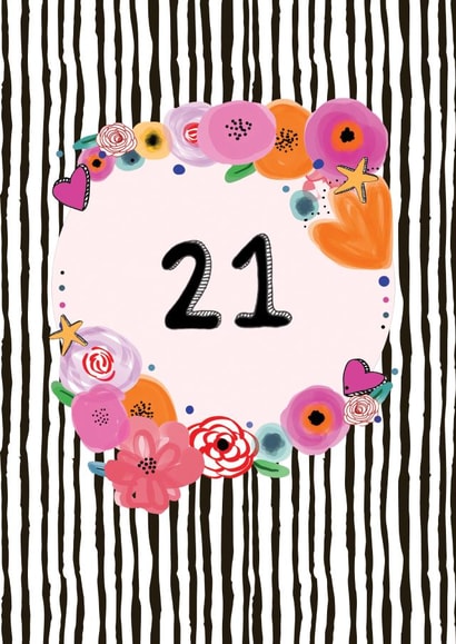 21 flowers Birthday Card 9473 created by Hello Hatty