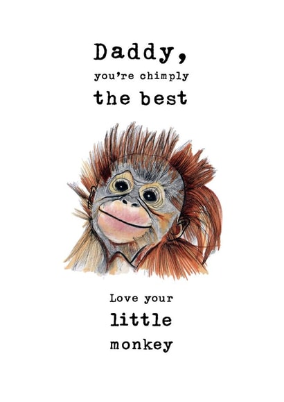 Cute baby chimp Father's Day card created by Panda and the Prince