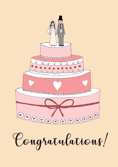 Wedding congratulations card - cute illustrated wedding card created by Hello Hatty
