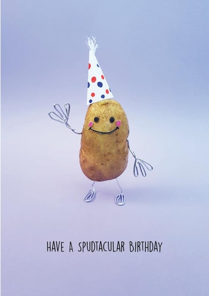 Cute Birthday Card - Spud - Pun created by KatieLouDraws