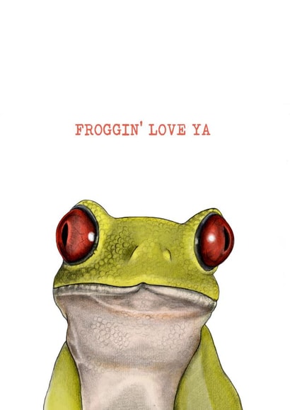 Cute Frog Pun Anniversary Card / Valentines Day Card - Froggin Love Ya created by Beth Goodwin