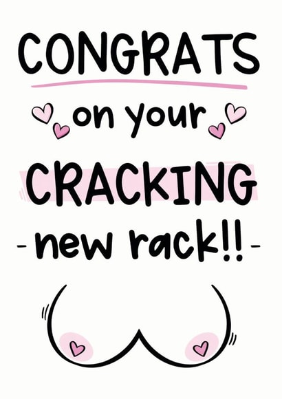 Boob job congratulations card, get well soon surgery card 1000 created by The Laughing Sloth