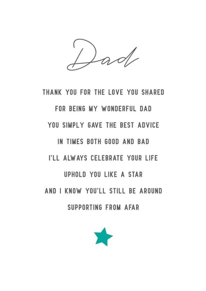 DAD GRIEF Father's Day Card 39341 created by Mad Philomena