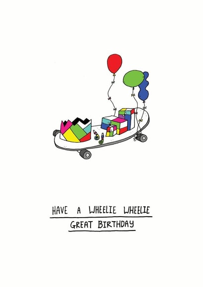 skate wheelie Birthday Card 1656 created by The Baldy Egg