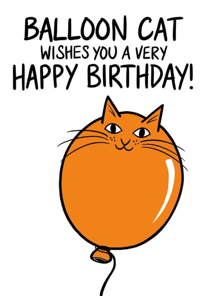 Balloon Cat Happy Birthday card created by Lazy Mice