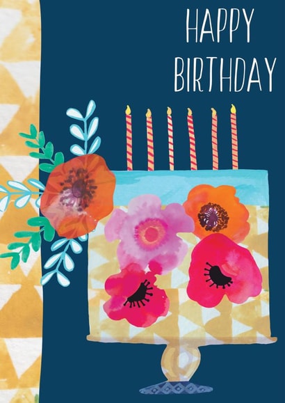 Classic Birthday Card - Cake - Candles created by Sally Darby Illustration
