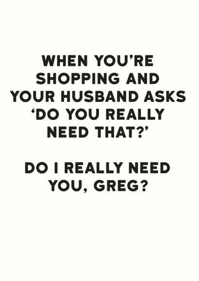 shopping husband Anniversary Card 11945 created by Holy Flaps