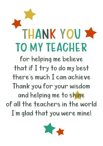 thanks teacher Thank You Card 7179 created by Giddy Kipper