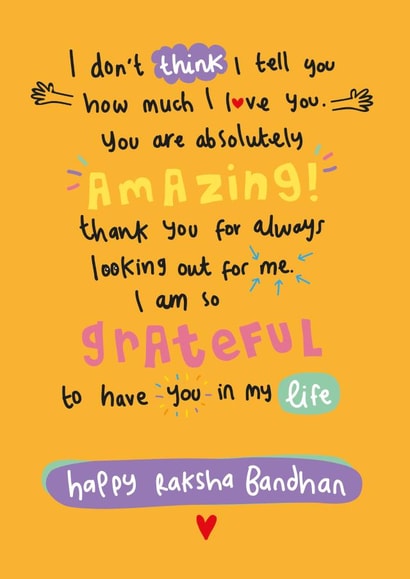 Heartfelt Raksha Bandhan Card - You Are Amazing created by The Playful Indian