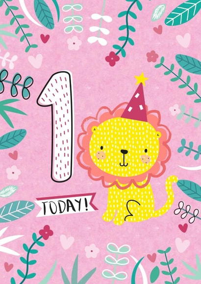 First Birthday Party Lion Card created by Juniper and Rose Studio