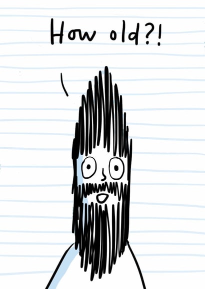 Funny birthday card for a man - bearded bloke - How old? created by Sarah Ray