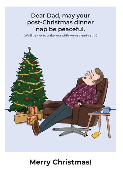 Post-Christmas dinner nap Christmas card created by Ivorymint cards