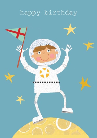 birthday card - spaceman - happy birthday - funny and cute created by Kali Stileman