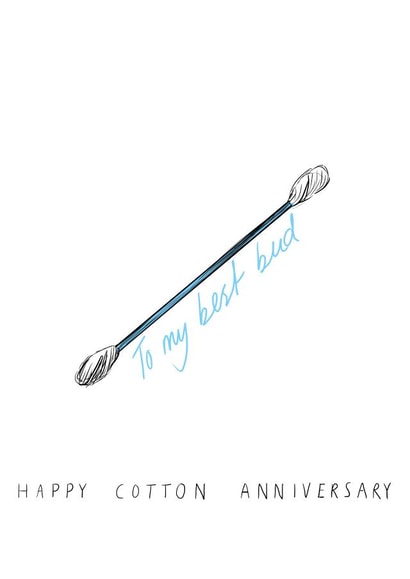 Cute Cotton Anniversary Card - 2 Years - Cotton Buds - To My Best Bud Happy Cotton Anniversary created by Harriet Popham