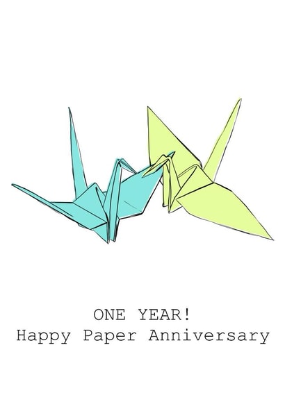 Cute Origami Anniversary Card - Paper Anniversary - One Year created by Harriet Popham